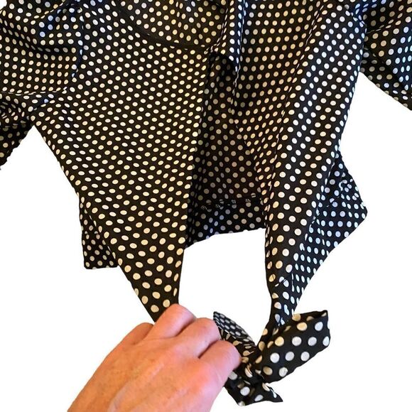 EUC Missy B Blouse with Open Back in Black with White Polka Dots - Picture 8 of 10
